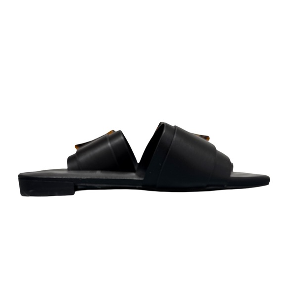 Joie Paige Leather Stacked Heel Sandal Slide Women's Black 7.5 M - Picture 7 of 10